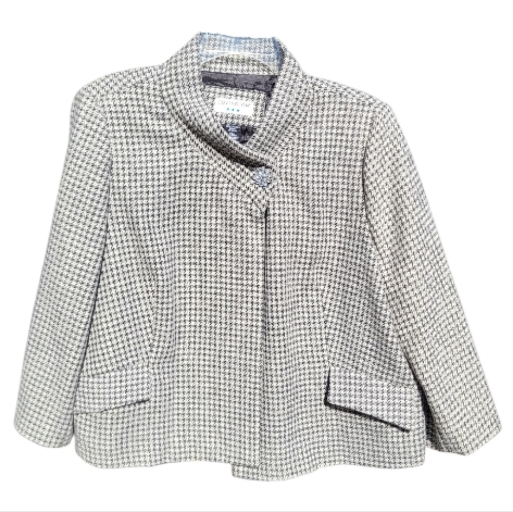 Vintage Covington Wool Blend  Houndstooth Swing Blazer - Size L